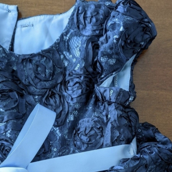 Kids Dream girls Navy Lace Party formal dress Cap Sleeve Size 5 - Picture 6 of 10